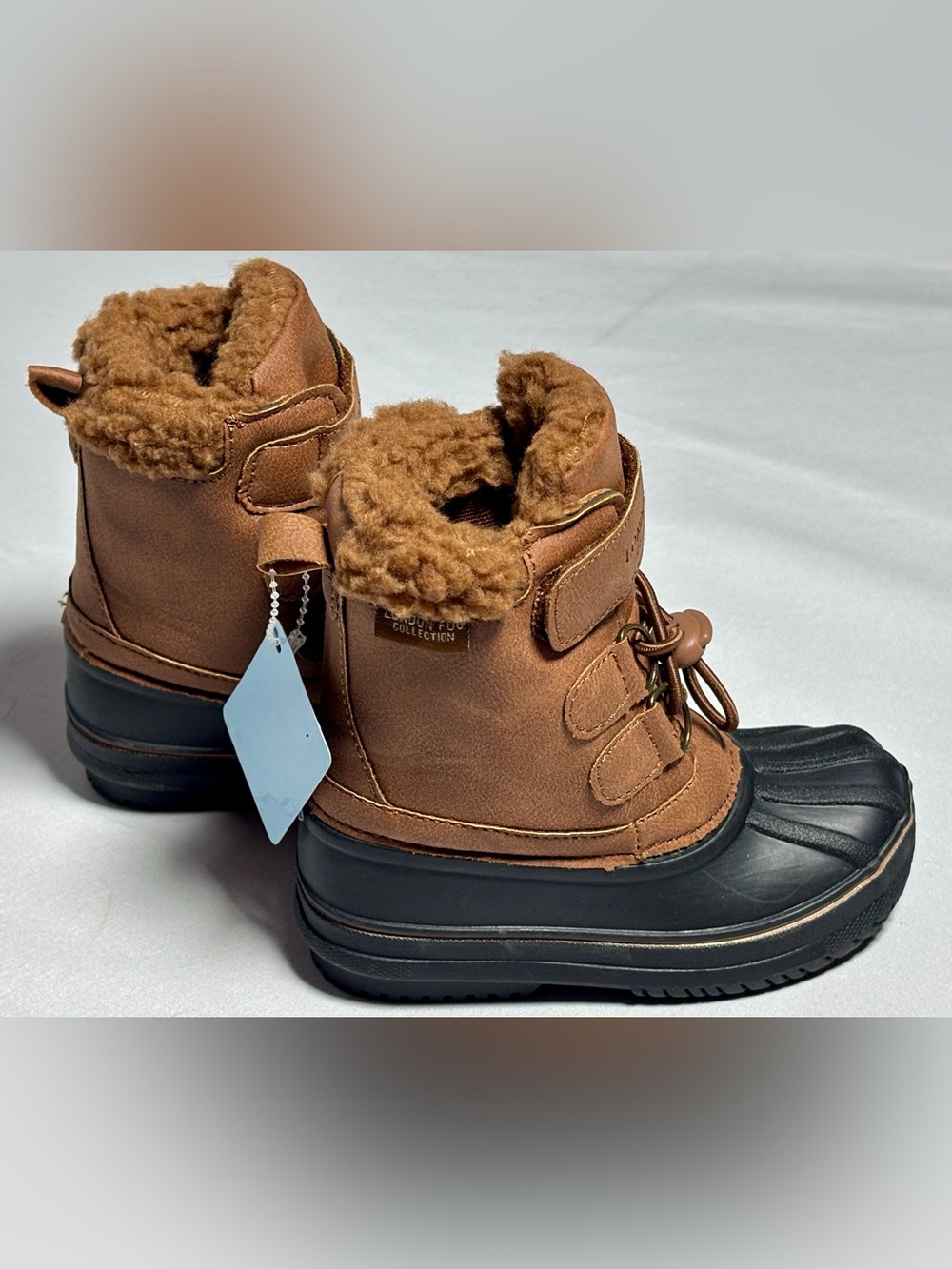 London Fog Lined Winter Snow Boots Toddler Size 6 Brown Black New w Tags - Picture 3 of 6